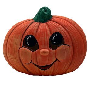 Vintage Cute Handpainted Pumpkin Nightlight Lamp Jack O'Lantern Halloween Decor